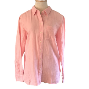 J Crew sz M light pink gauzy long sleeve button down shirt